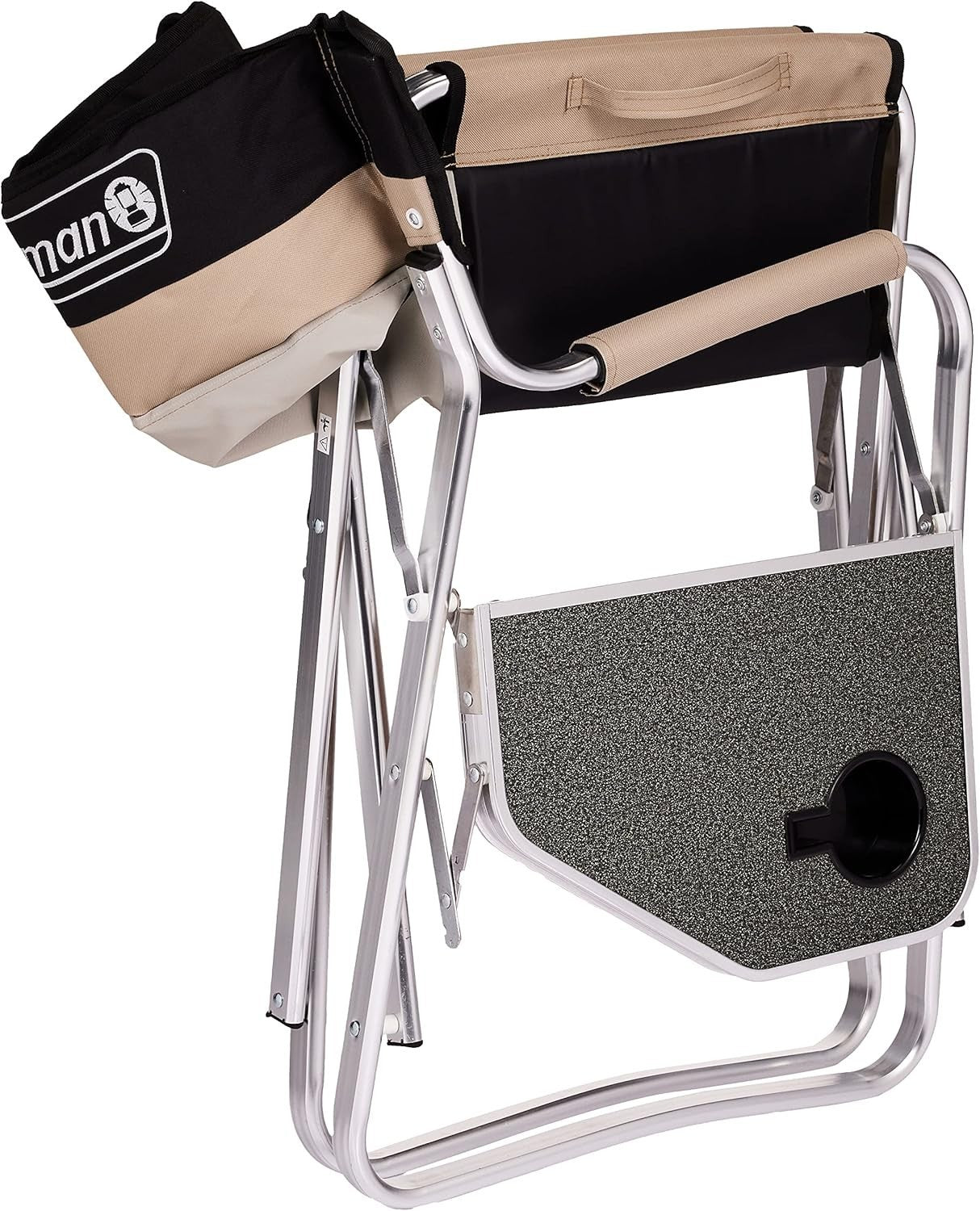 Folding Director’s Chair with Table Khaki Heavy Duty Garden Camping Seat