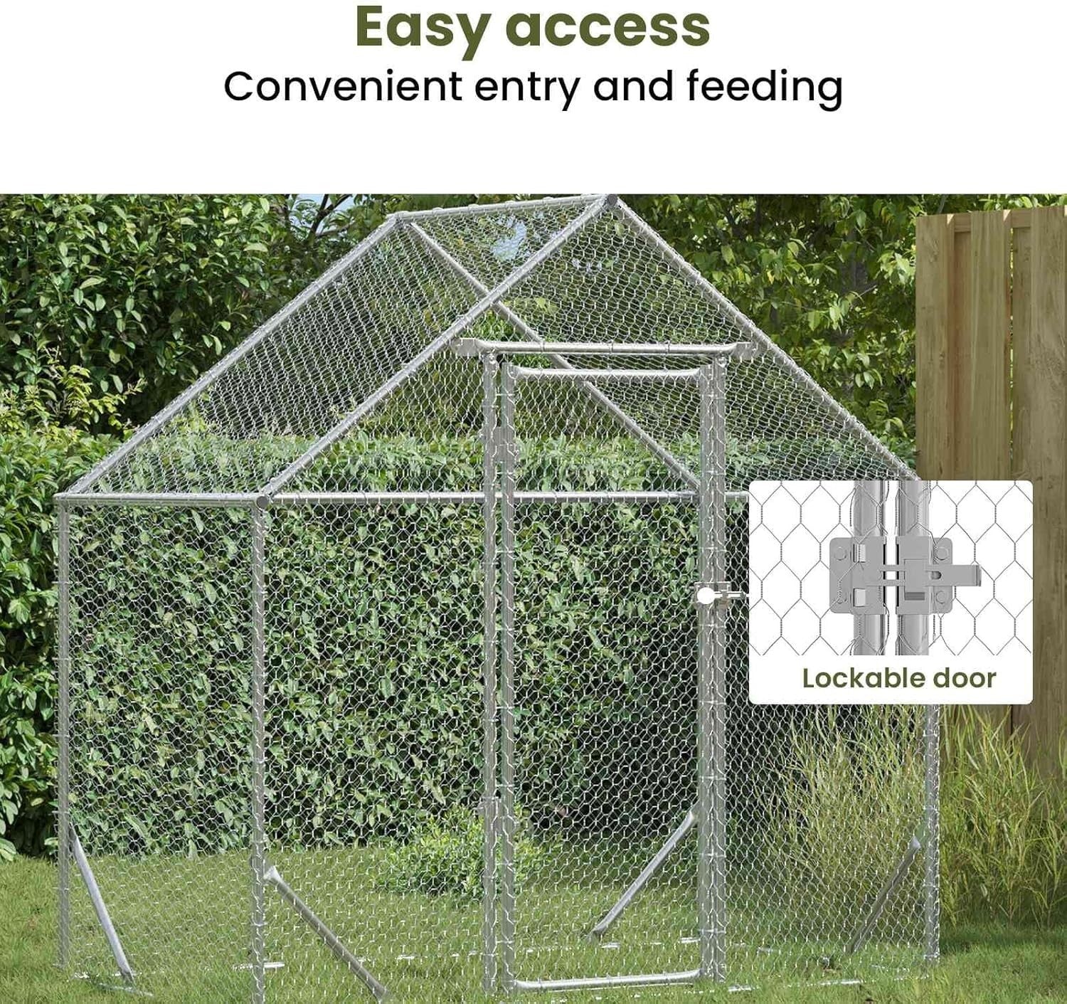 Galvanised Steel Chicken Cage 170x100x177cm Run