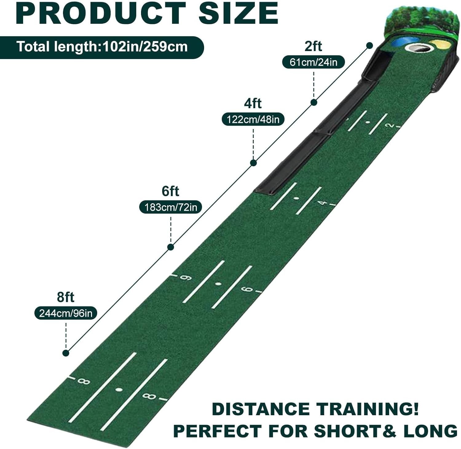 Golf Putting Mat Auto Ball Return Indoor Outdoor Practice Green Trainer