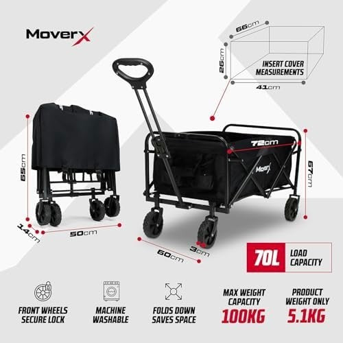 70L Folding Festival Trolley Wagon Portable Camping Cart Wheels
