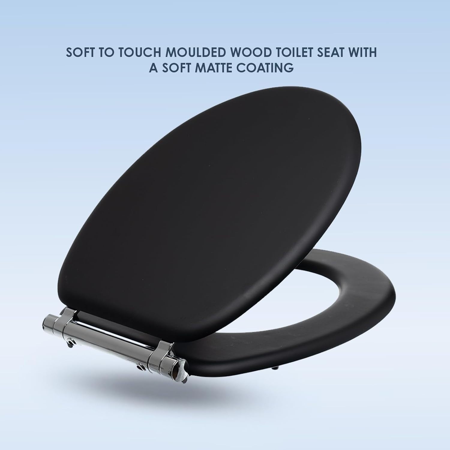 Black Soft Touch Toilet Seat Soft Close Click & Clean One Button Release 41x35cm