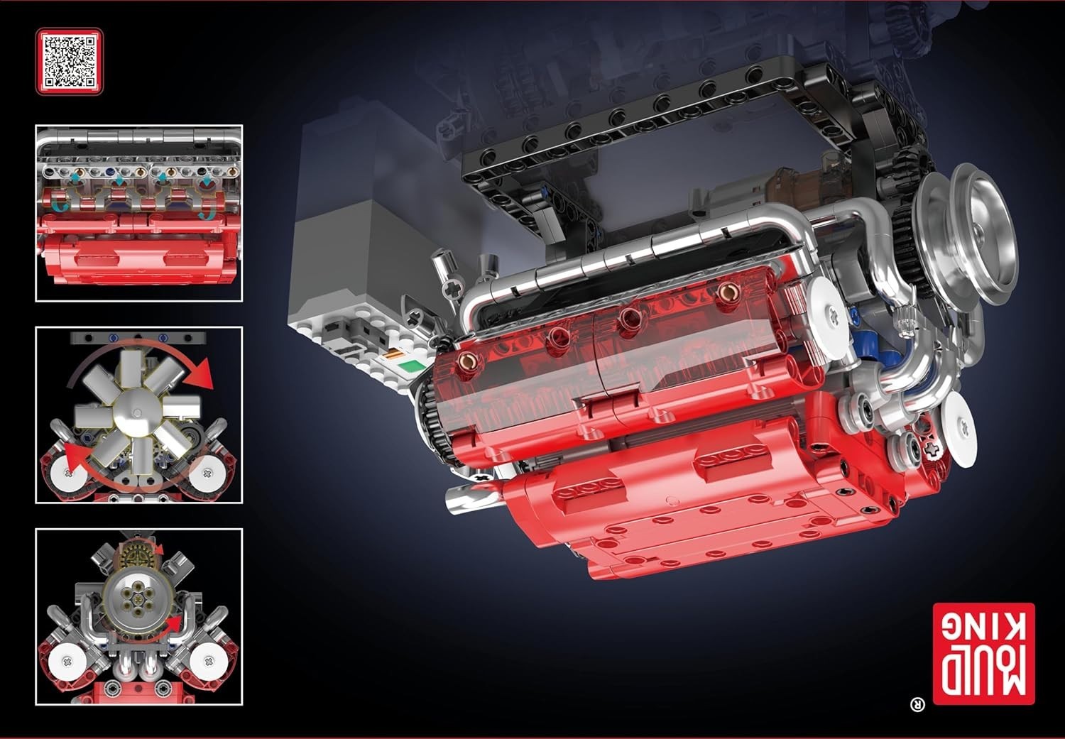 Buildable V8 Engine Model Kit 552pcs | DIY Petrol Engine Toy Gift Set