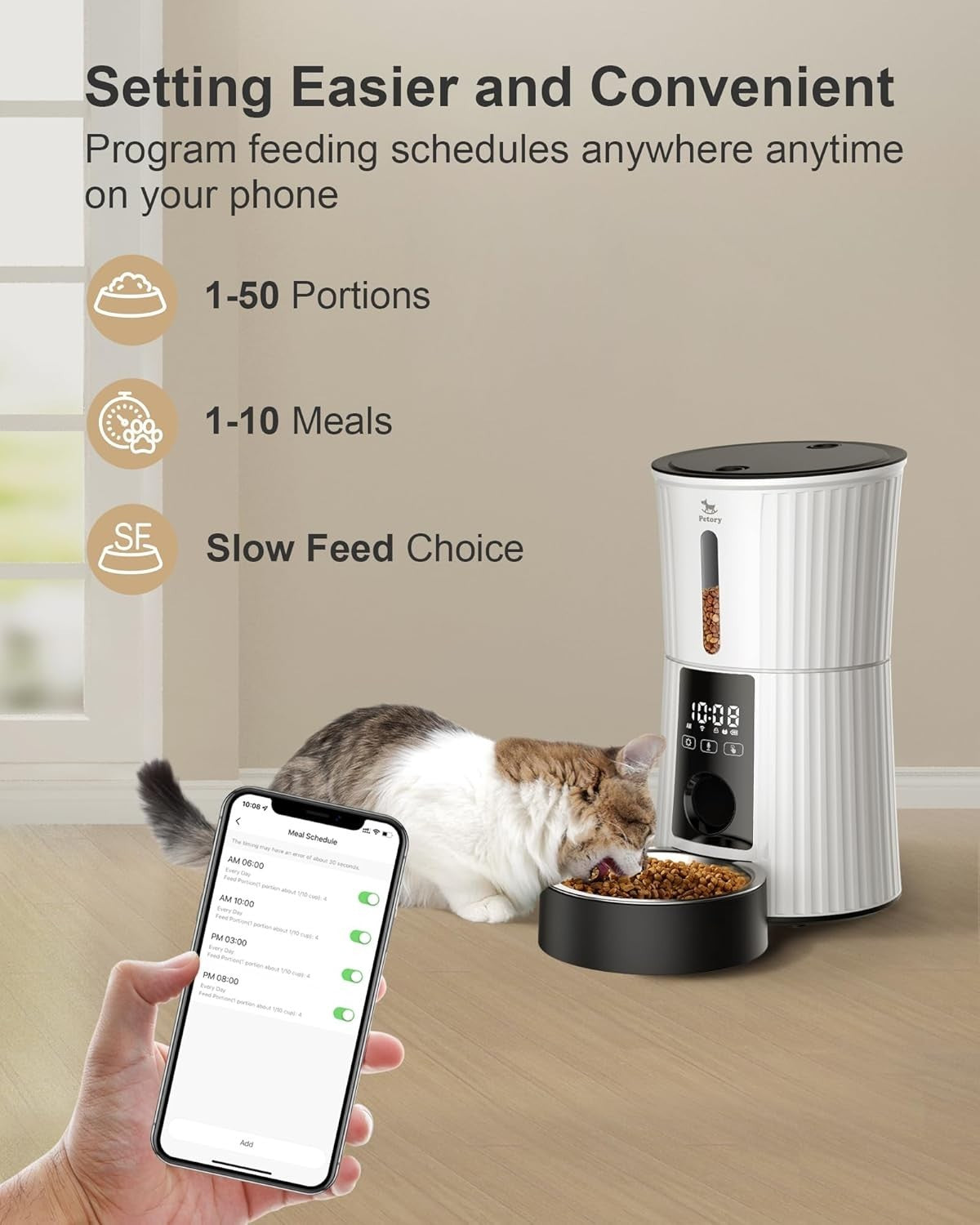 Smart WiFi Automatic Pet Feeder 4L App Control Food Dispenser Timer