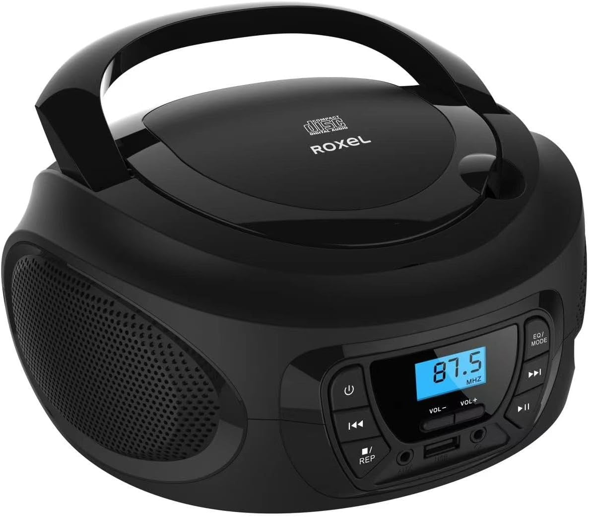 Portable CD Boombox with FM Radio, Bluetooth, USB, AUX & Headphone Jack