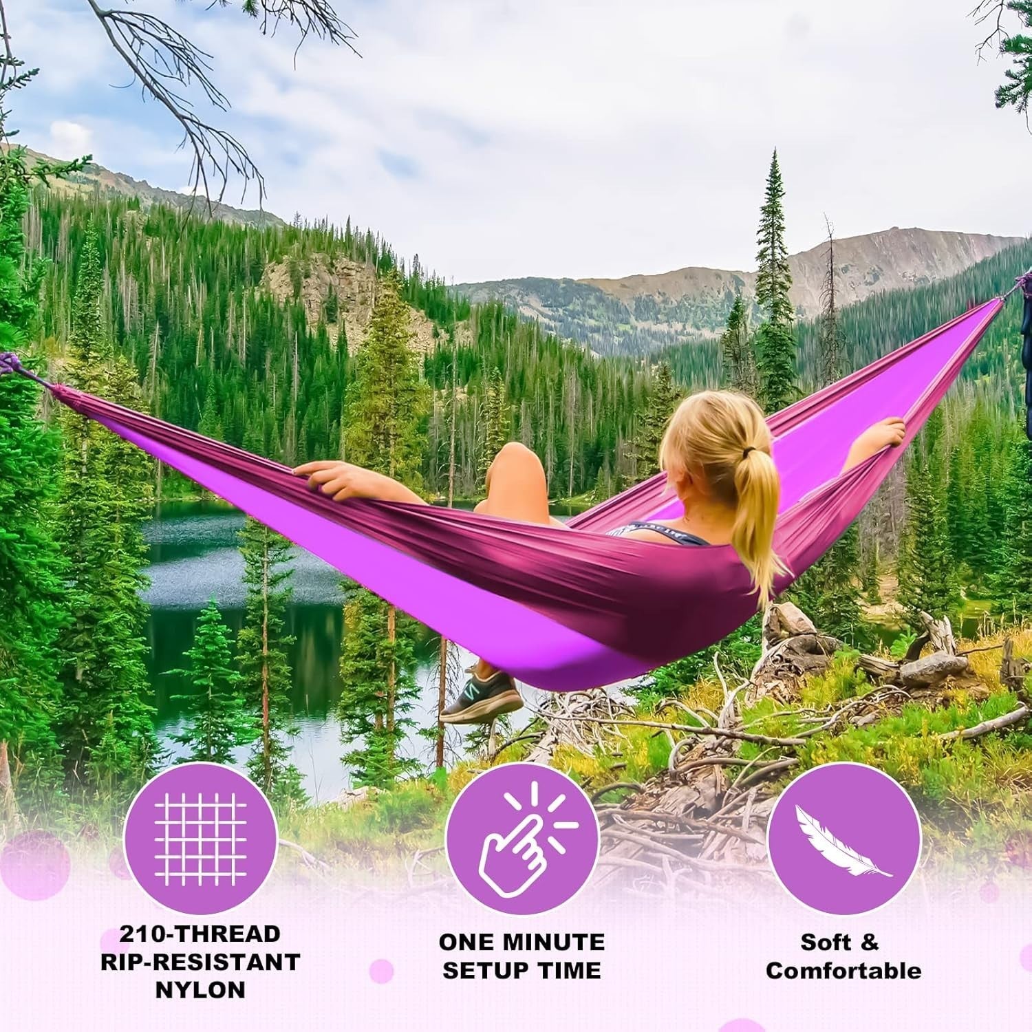 Camping Hammock with Mosquito Net & Sunshade | 290x140CM, 250KG Limit