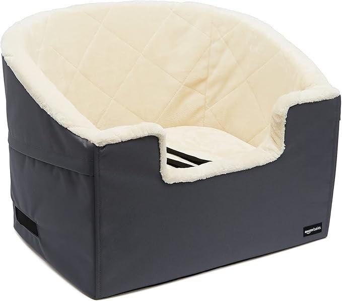 Large Pet Car Booster Seat Dog Cat Travel Bed Safety Lead 30lb Grey
