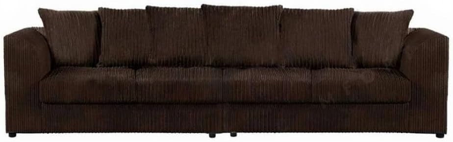 Modern Jumbo Cord 4-Seater Sofa Brown Modular Sectional Couch with Cushions