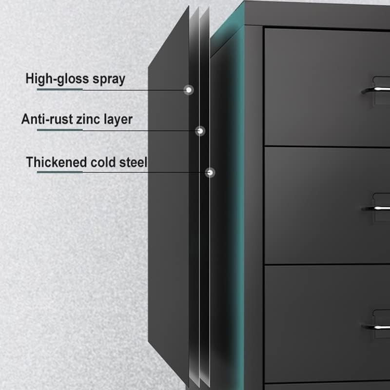 Black Mobile Filing Cabinet 4 Drawer 68cm Rolling Office Storage