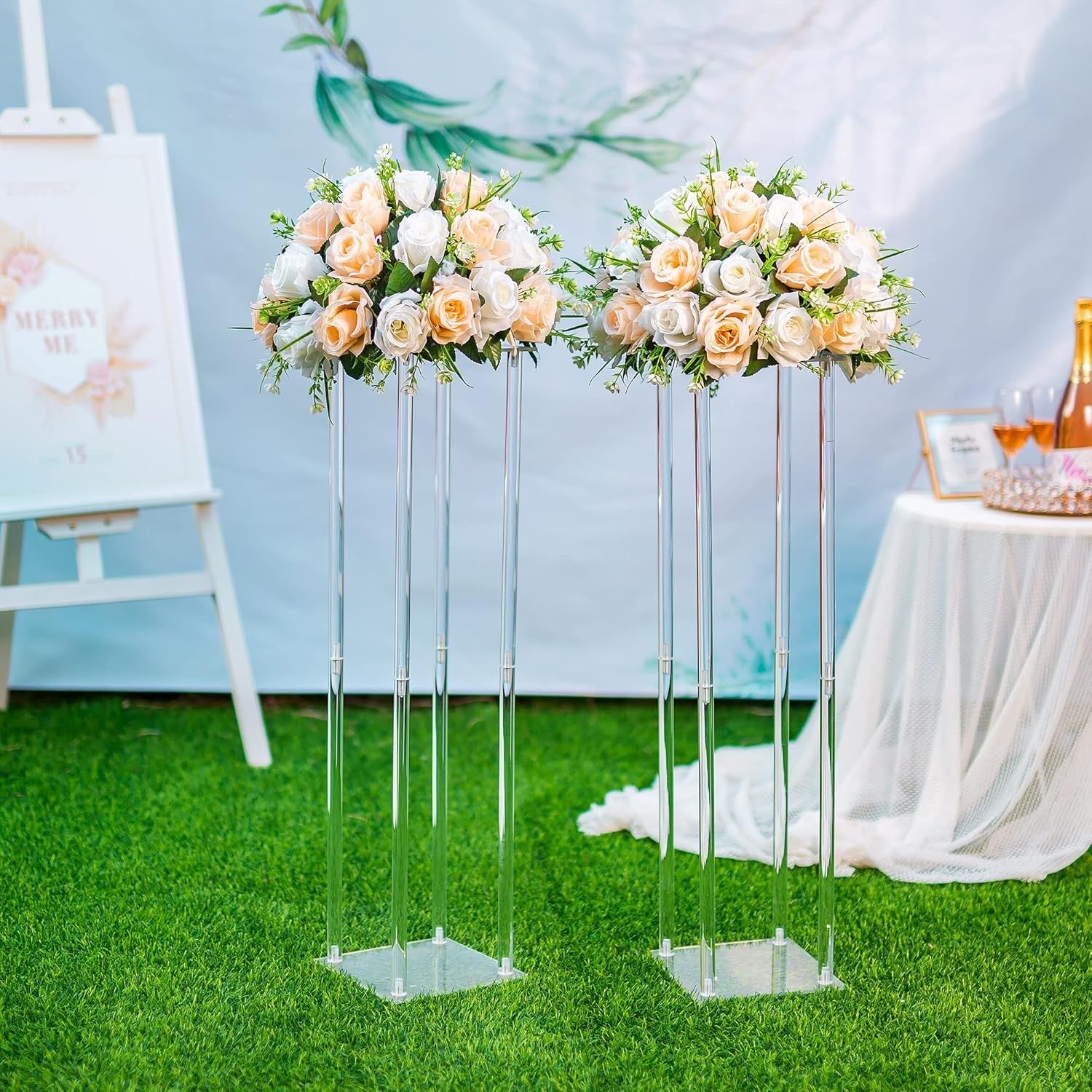 Clear Acrylic Wedding Flower Stand Set 80cm Table Centerpiece Columns