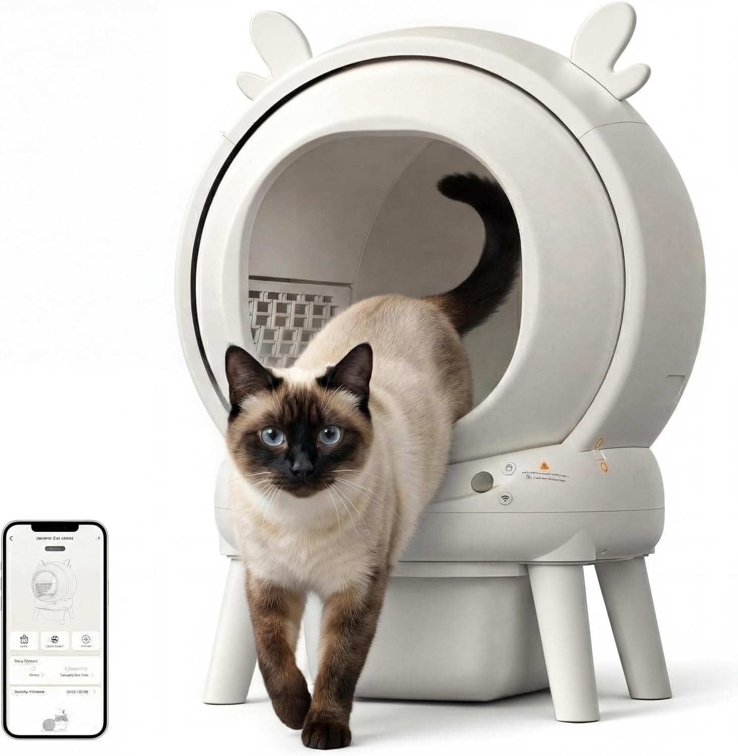 Self Cleaning Cat Litter Box APP Control 65L XL Multi Cat Odor Free