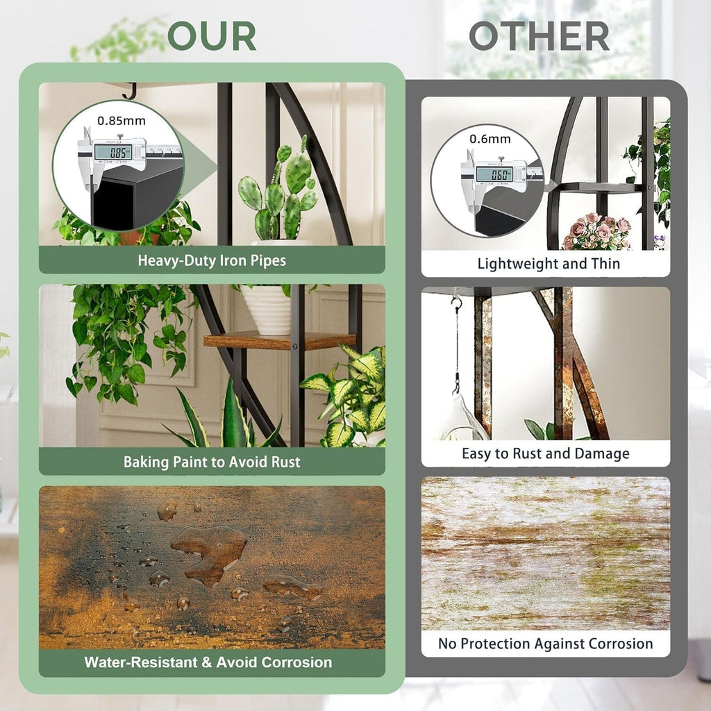 6 Tier Half Moon Plant Stand with Grow Lights Indoor Metal Flower Shelf