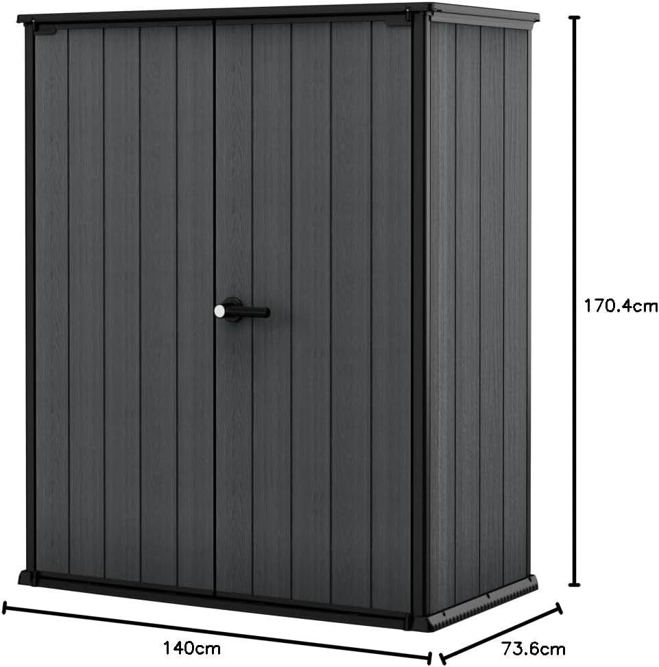Keter Outdoor Garden Storage Shed 1400L Weatherproof Lockable Box Grey 170cm