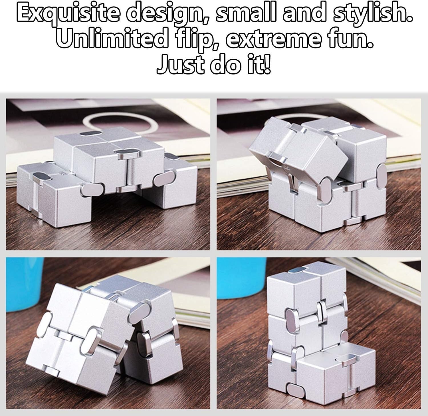 Metal Infinity Cube Fidget Toy Anxiety Stress Relief Finger Flip