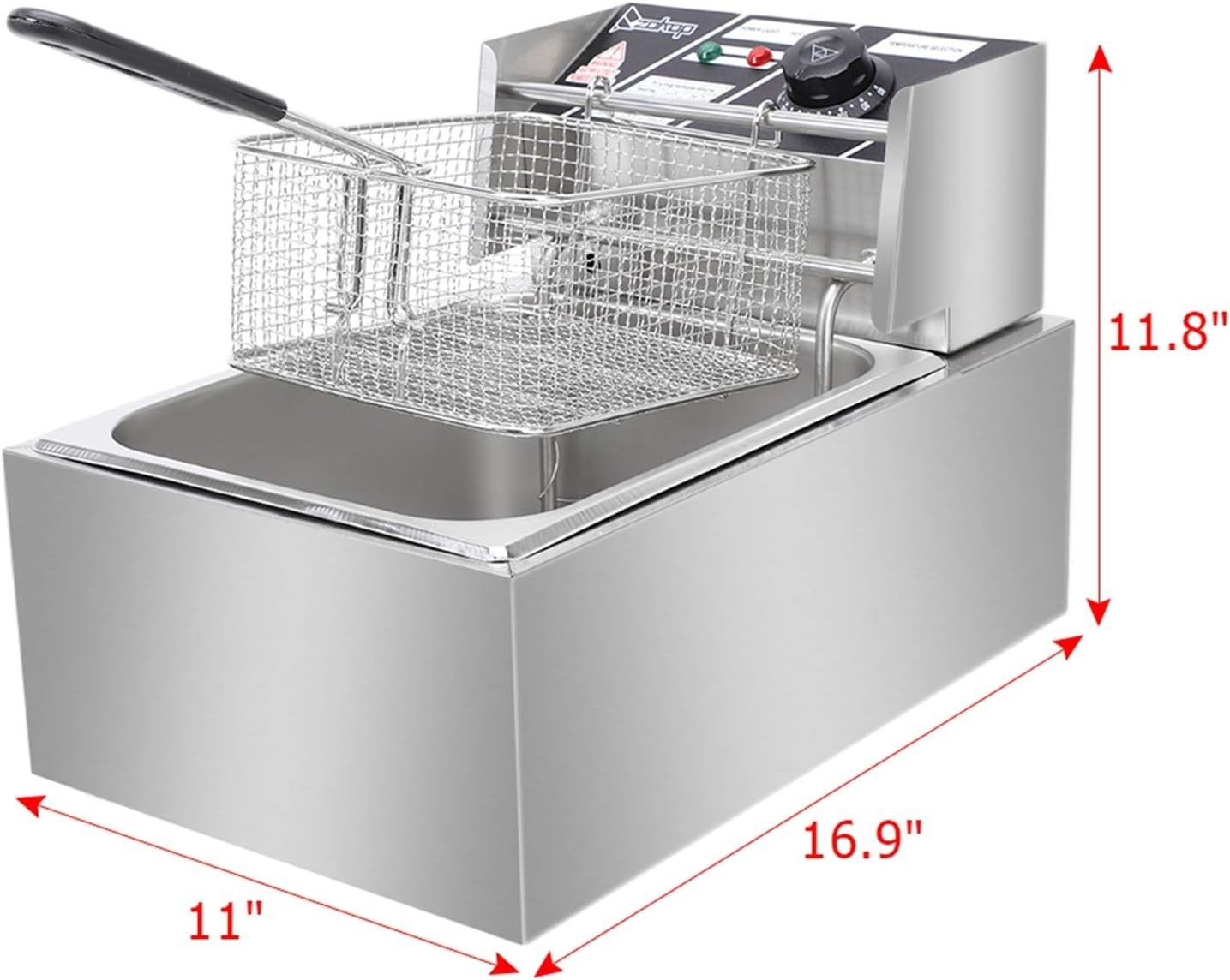 10.8L Commercial Deep Fat Fryer 2500W Stainless Steel Countertop