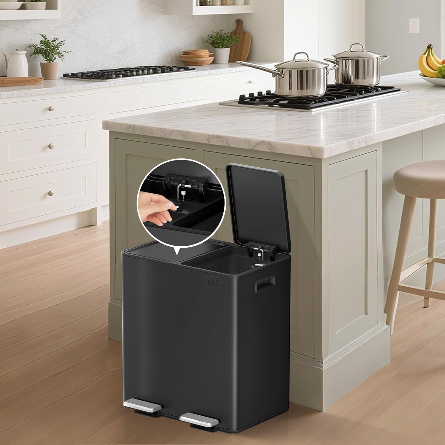 40L Dual Kitchen Recycling Bin 2x20L Stainless Steel