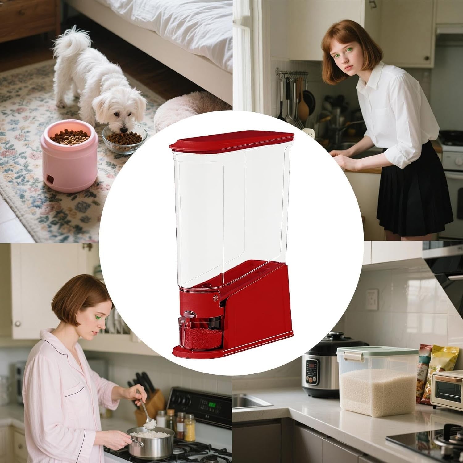 10KG Slim Rice Dispenser Airtight Clear Grain Bin