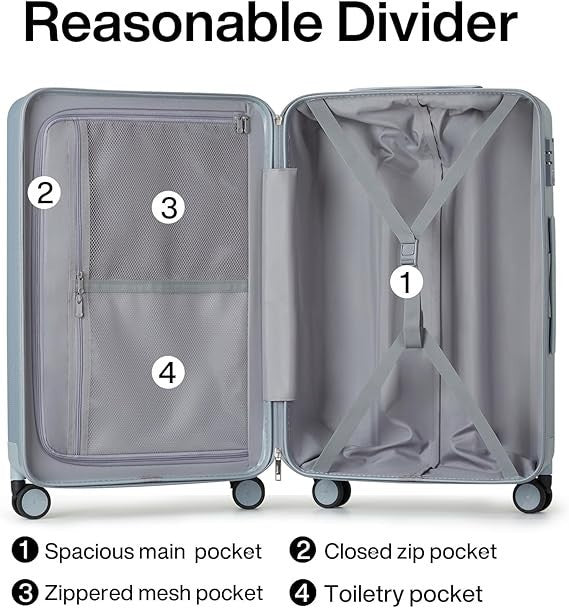 20” Lightweight Hard Shell Carry On Spinner Suitcase Lock