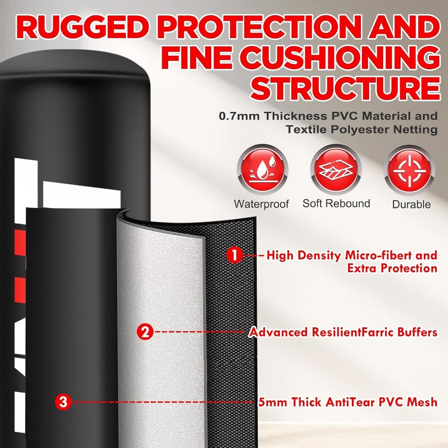 70in Free Standing Punching Bag Heavy Duty MMA Kickboxing Set