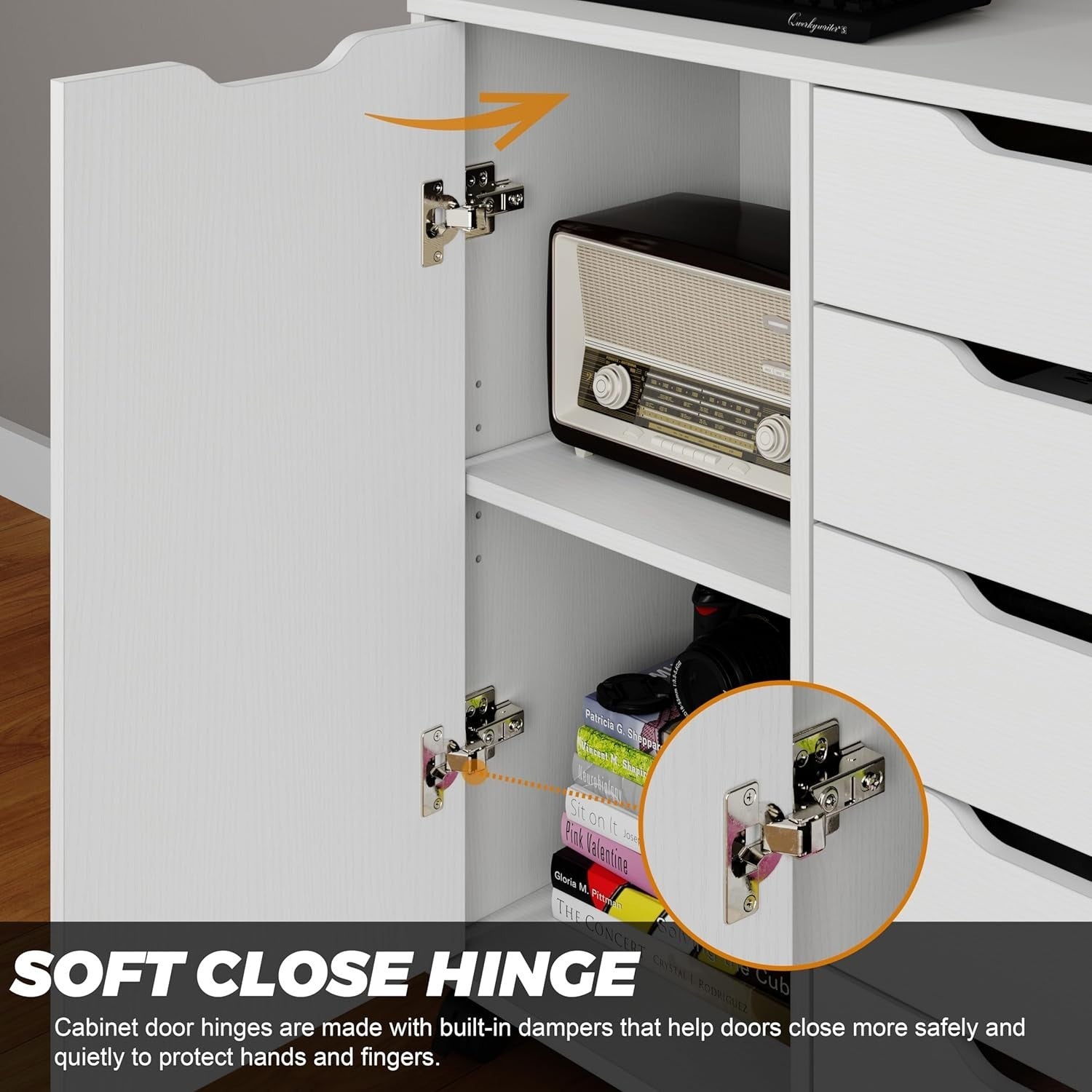 White Mobile File Cabinet 5 Drawer Side Cupboard Rolling Storage
