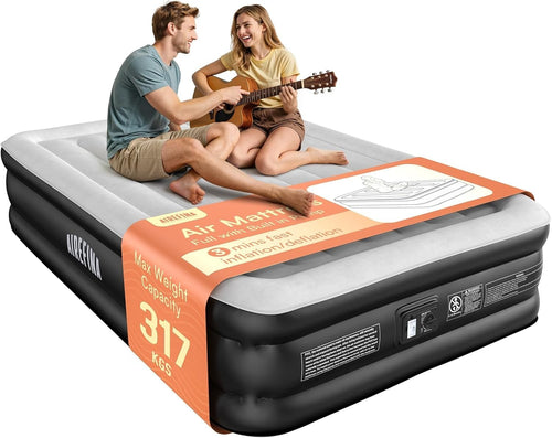 Self-Inflating Double Airbed with Built-In Pump – Portable Camping & Guest Mattr