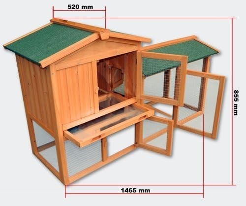 Large 2 Level Chicken Coop Hen House Run 147x52x85cm