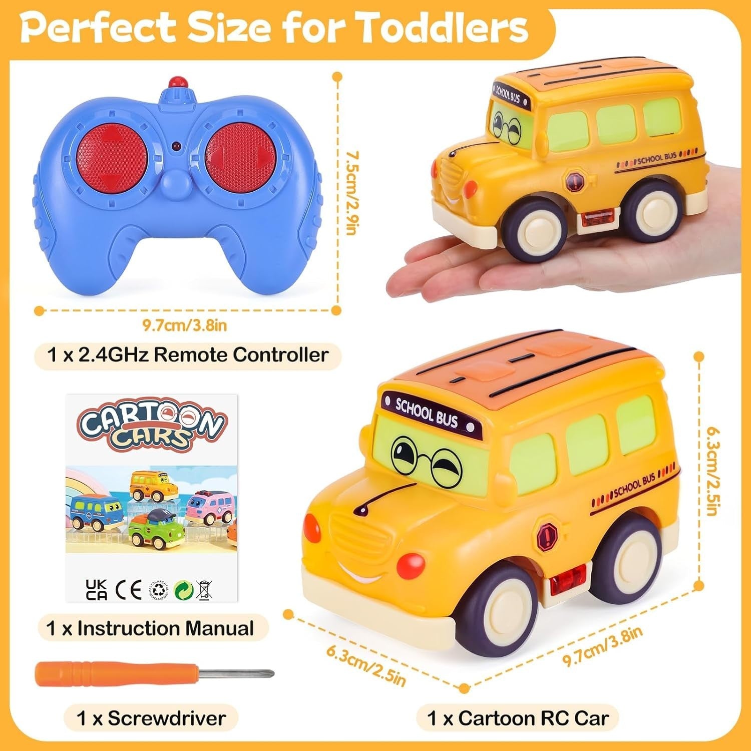Cartoon RC School Bus 2.4GHz Remote Control Toy for Toddlers Boys Girls 1–3