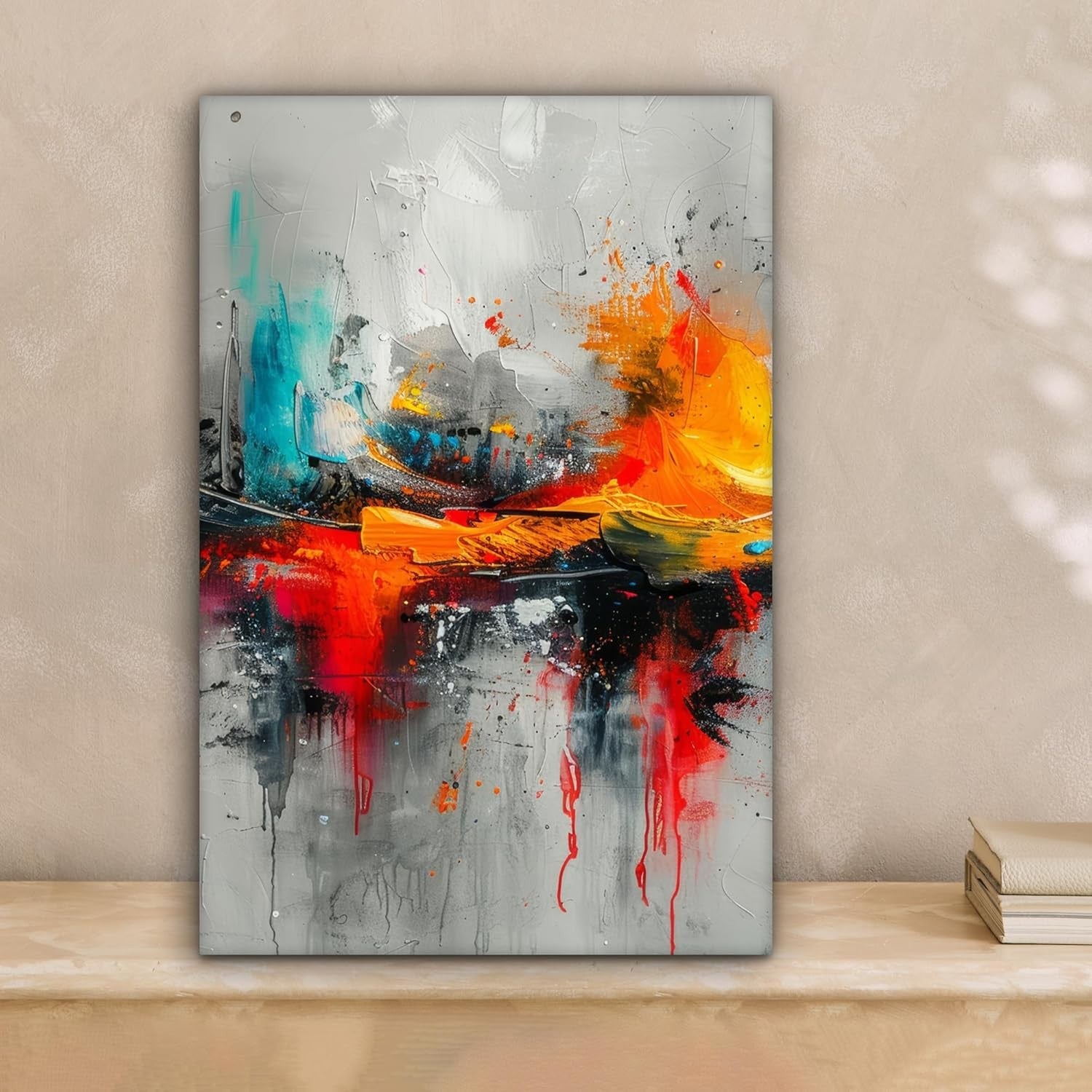 Abstract Canvas Wall Art 8x12” Modern Orange Grey Home Decor