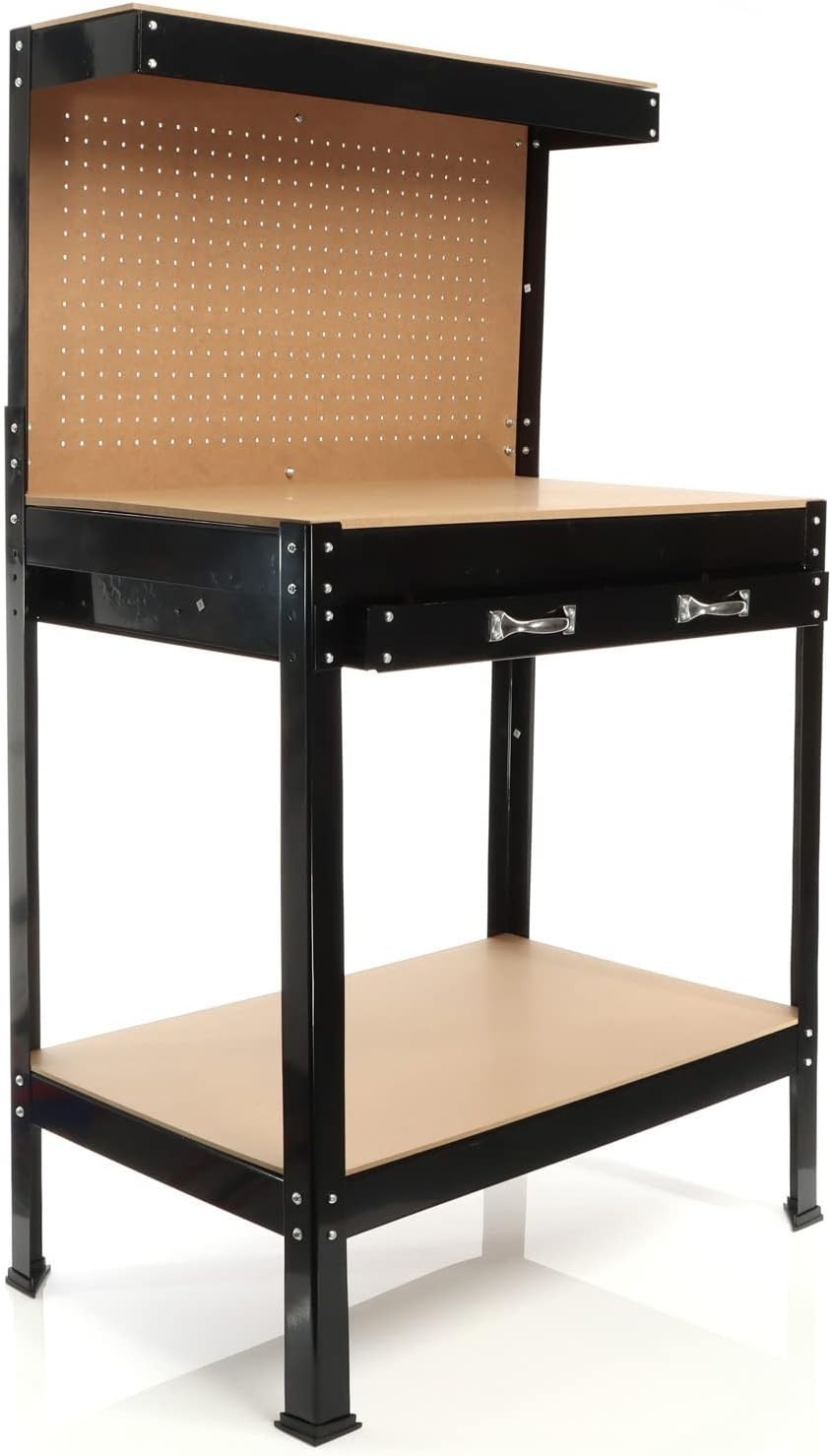 Workbench with Drawer Pegboard Shelf 800x500x1400mm Garage Tool Station