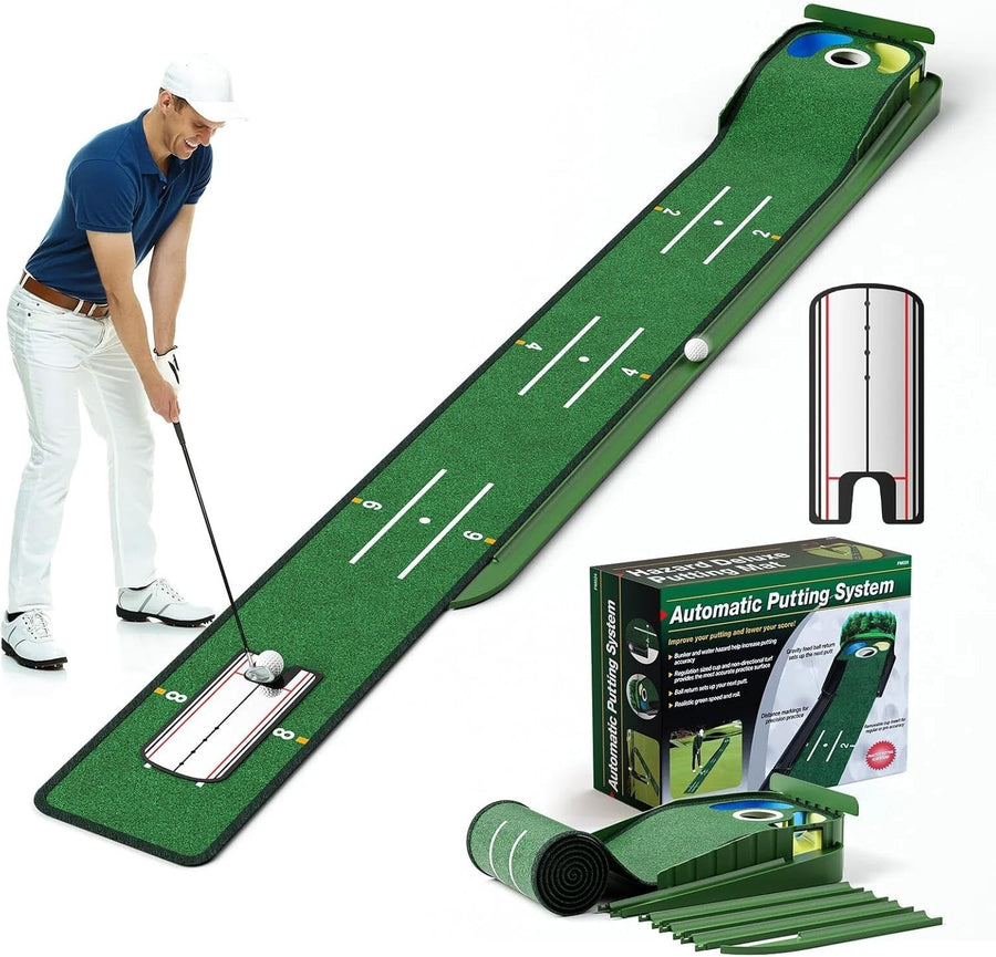 Golf Putting Mat Auto Ball Return Training Aid Indoor Home Office Practice