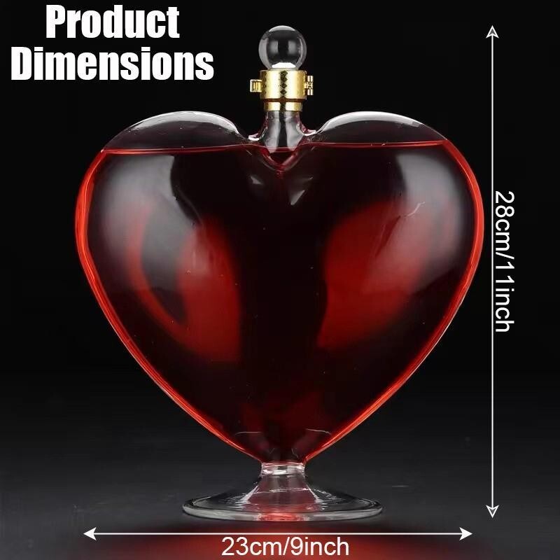 Heart Shaped Glass Whiskey Decanter 1000ML | Unique Gift for Him/Her