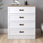 4 Drawer Chest White Oak Bedroom Storage Cabinet Modern Tall Unit