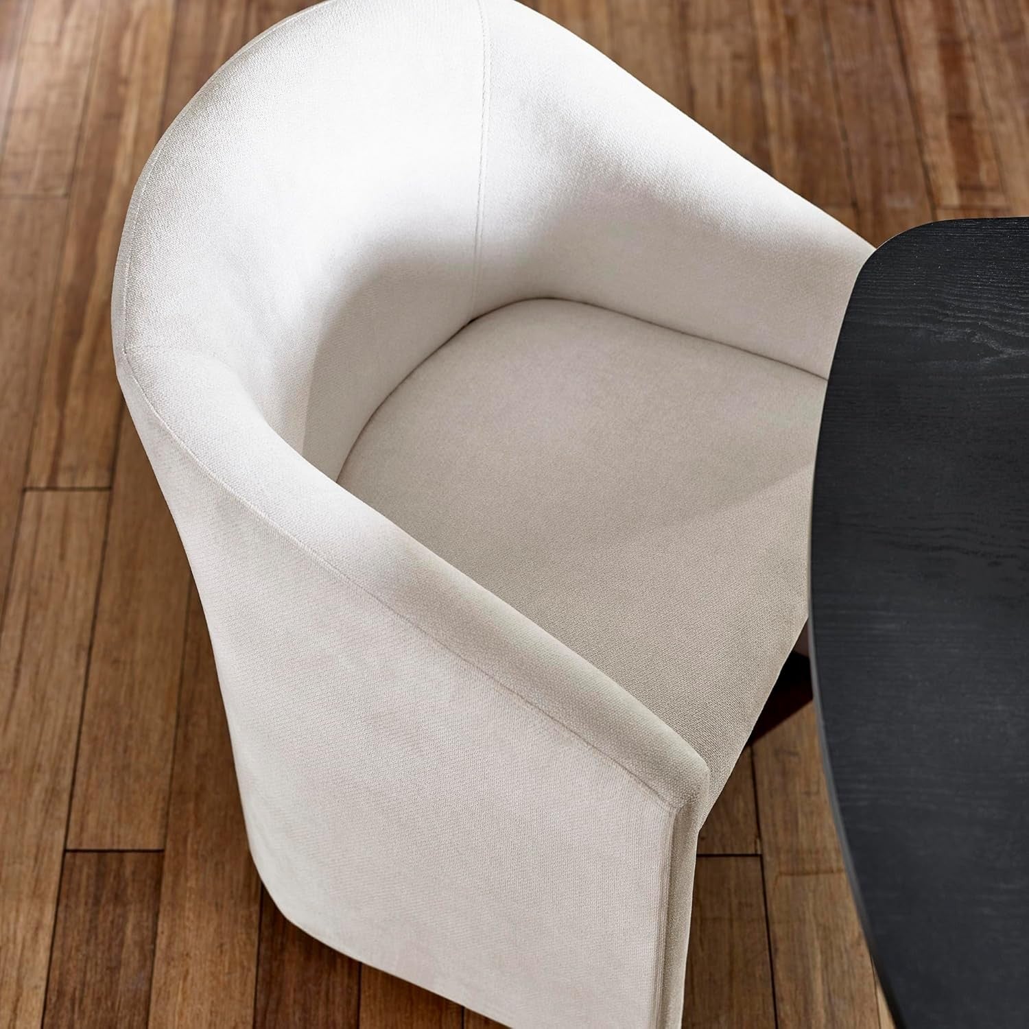 Cream Chenille Tub Dining Chair Upholstered Accent Armchair