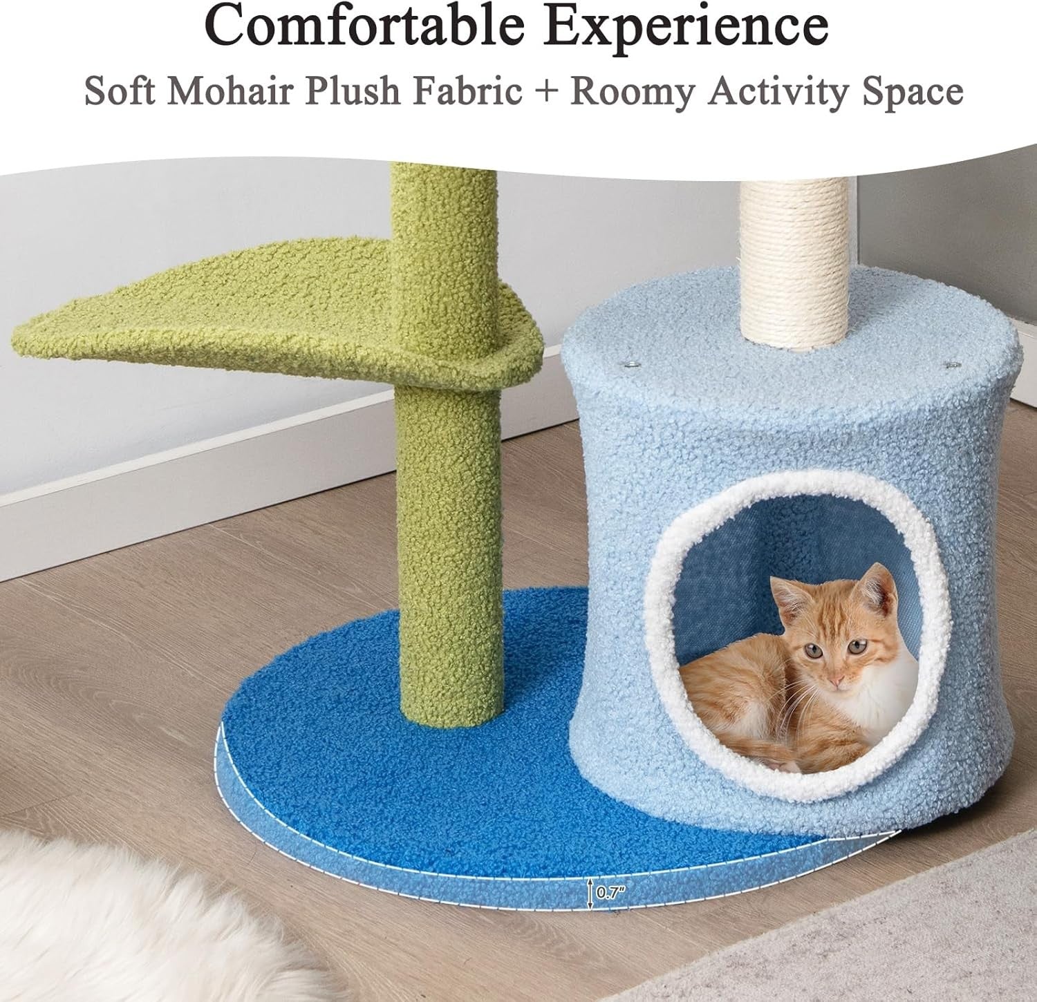 Blue Multi-Level Cat Tree with Condo Scratching Posts Play Tower 87cm