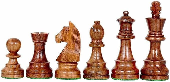 Luxury 3.75" Acacia Chess Pieces Set with Weighted Staunton Design & Bag