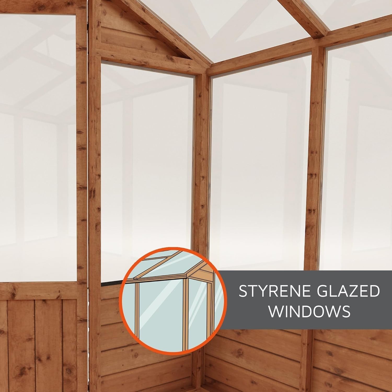 4x6 Wooden Garden Greenhouse with Apex Roof & Opening Vent – Tongue & Groove