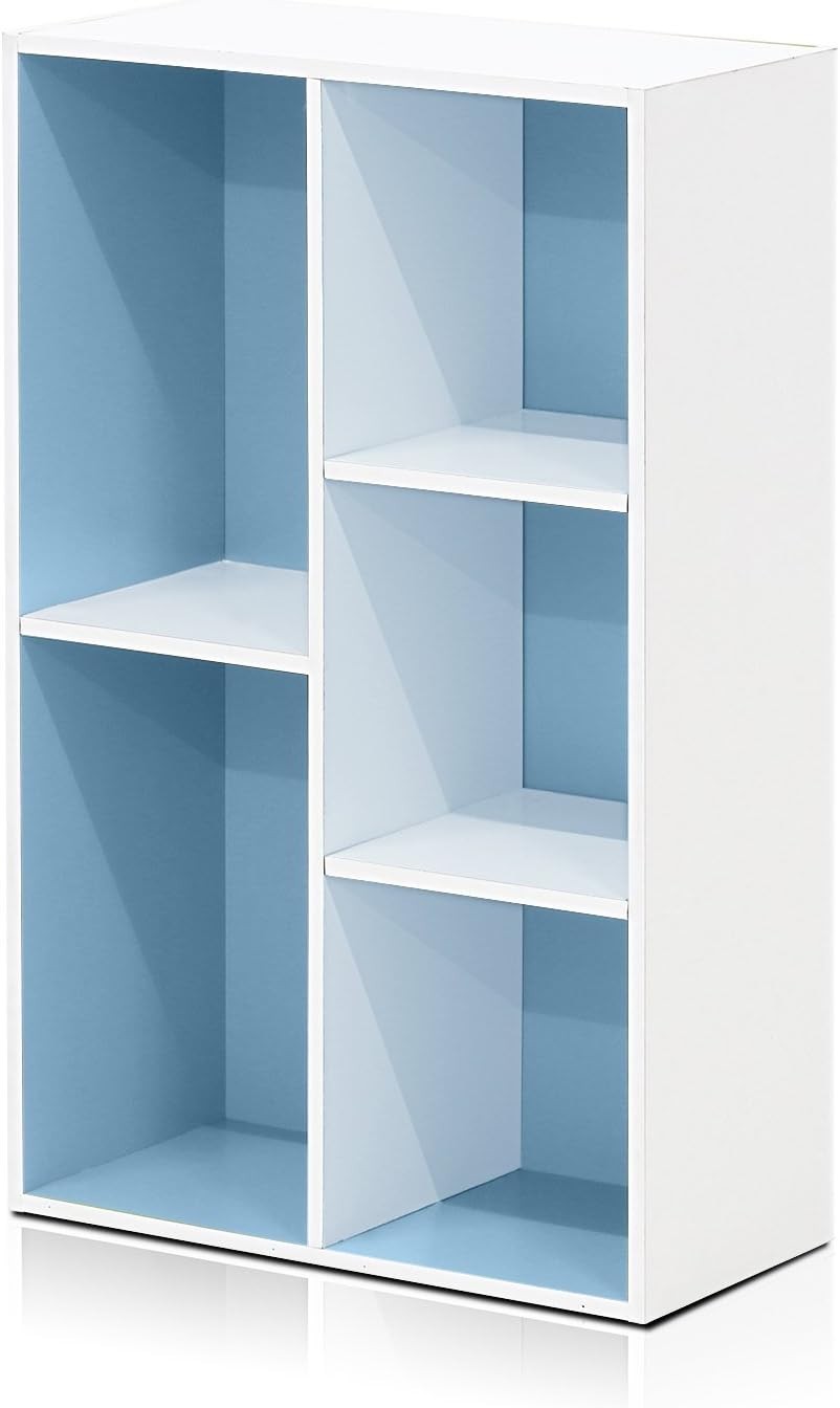 5 Cube Bookcase Storage Open Shelf Compact Organizer Bookshelf Display Blue