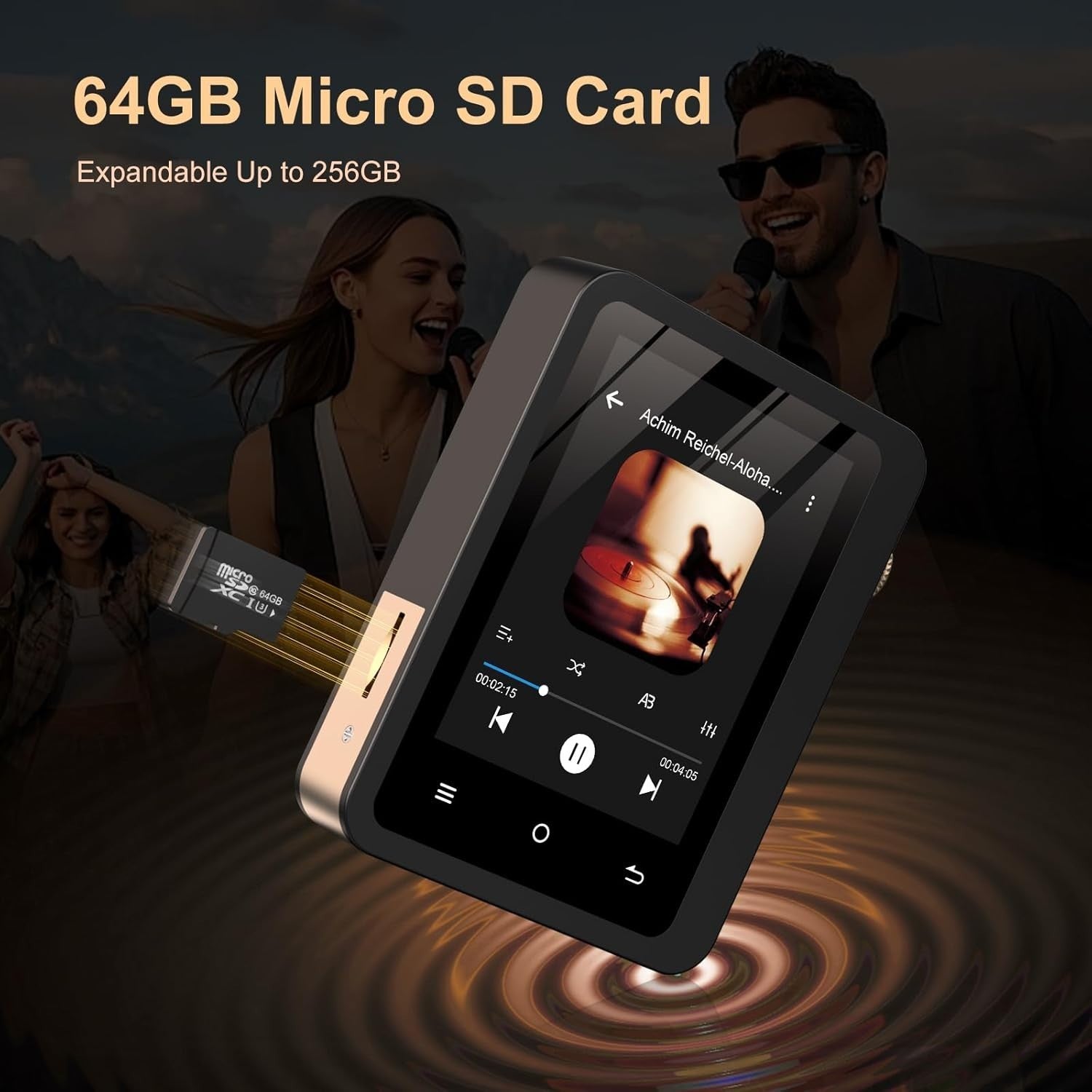 HiFi MP3 Player Bluetooth 5.3 DAC Lossless Audio 64GB Touchscreen Black