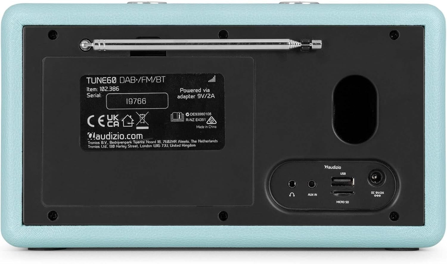 Retro DAB+ FM Radio Bluetooth Speaker USB MicroSD Alarm Clock Blue