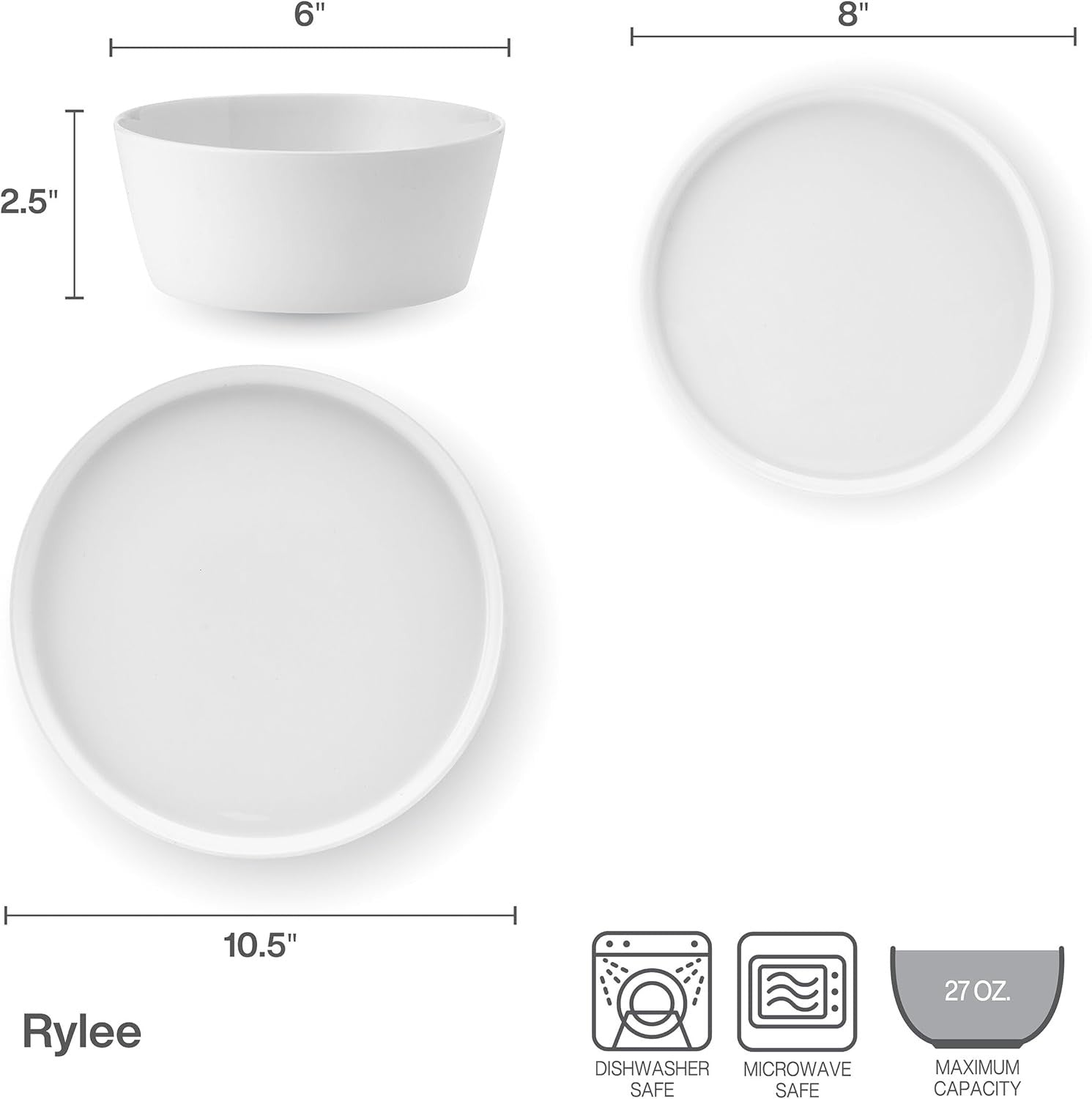 12 Piece Bone China Dinner Set Chip Resistant Plates Bowls White Service 4