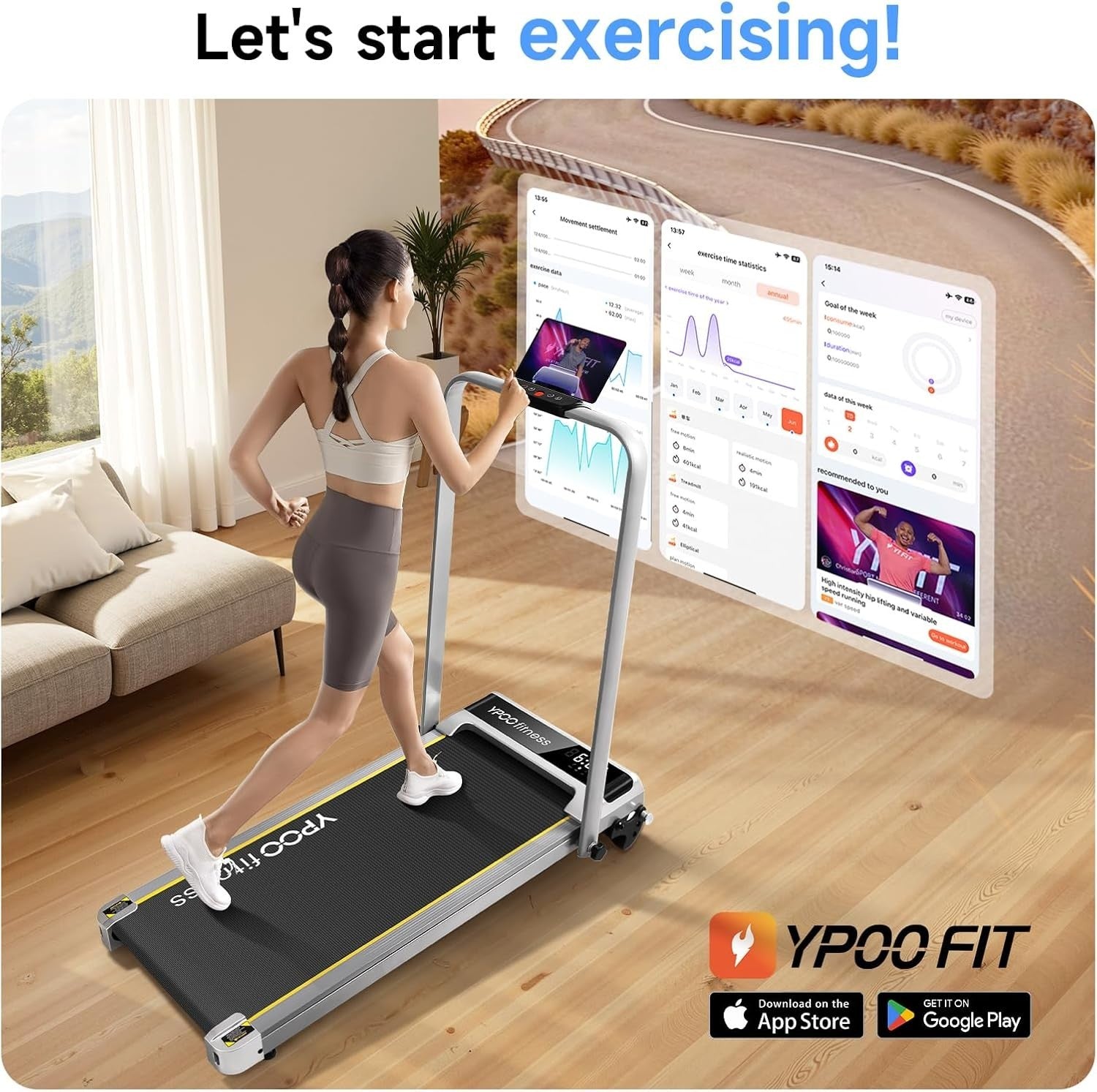 3-in-1 Under Desk Treadmill with Incline | Foldable, Quiet, Home/Office Use