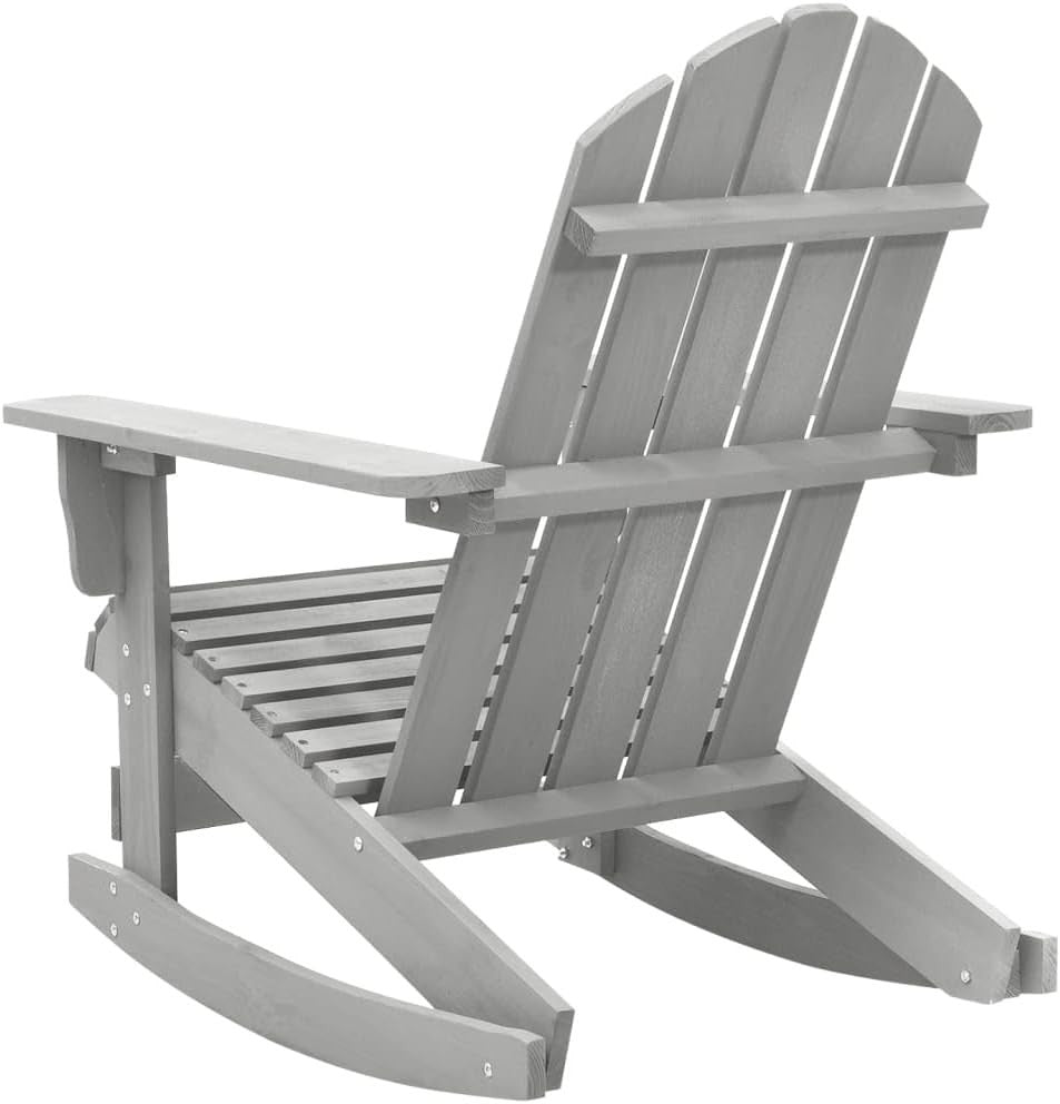 Outdoor Grey Wooden Rocking Chair, Durable Hardwood, Weatherproof Patio Seat