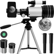 70mm Refractor Telescope for Adults and Kids, 15X to 150X with Tripod and Adapte