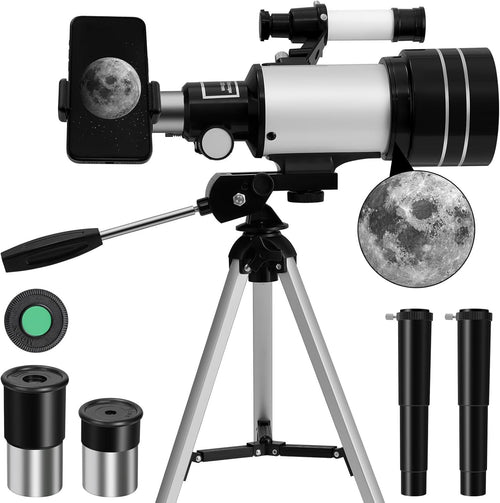 70mm Refractor Telescope for Adults and Kids, 15X to 150X with Tripod and Adapte