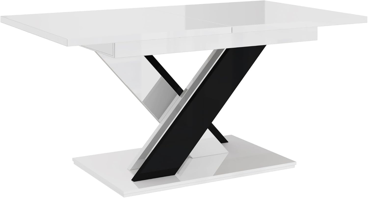 Extendable Black & White Dining Table 140-180cm Modern Foldable Kitchen