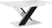 Extendable Black & White Dining Table 140-180cm Modern Foldable Kitchen