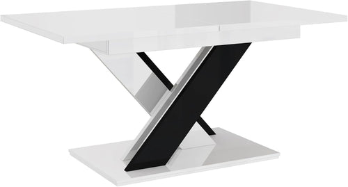 Extendable Black & White Dining Table 140-180cm Modern Foldable Kitchen