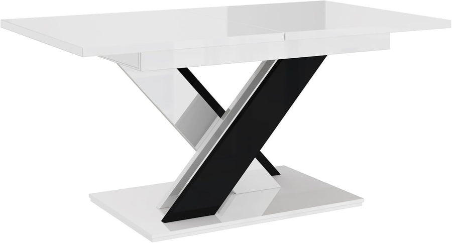 Extendable Black & White Dining Table 140-180cm Modern Foldable Kitchen