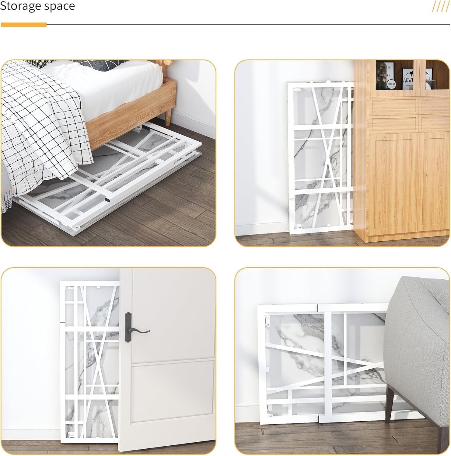 Folding Desk 103cm White Marble No Assembly Home Office Computer Table