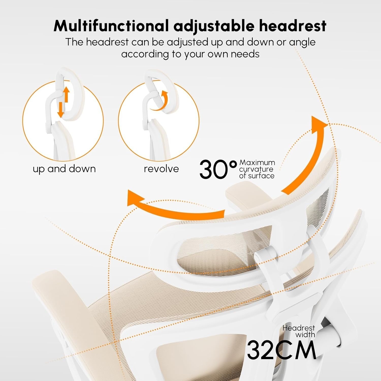 Ergonomic Office Chair Mesh Swivel Desk Chair Reclining Footrest Beige