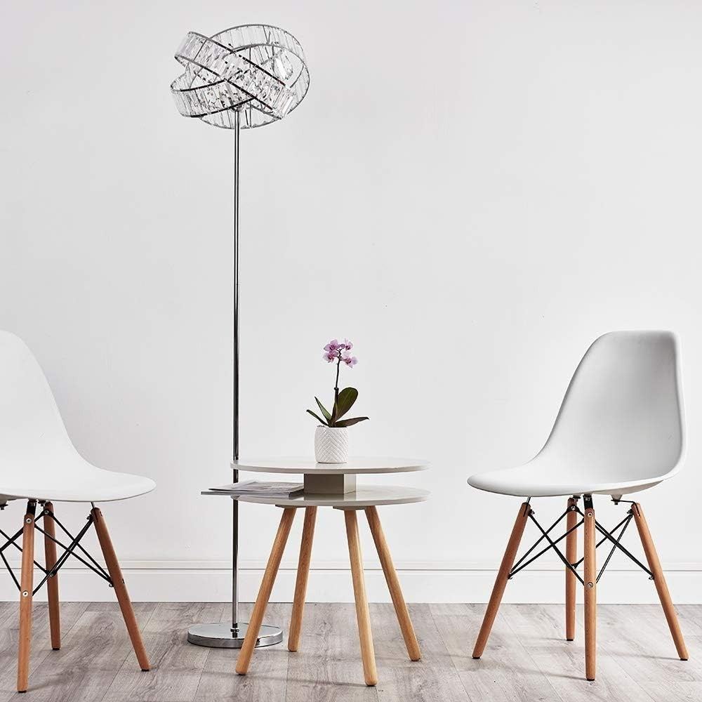 Modern Chrome Floor Lamp with Clear Acrylic Jewel Rings & Foot Switch